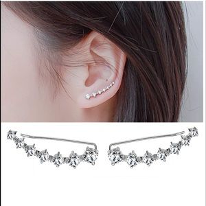 Sterling Silver Crystal Ear Cuff Climber Earrings